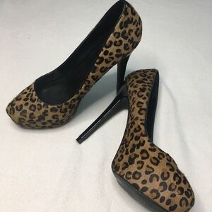 Aldo Faux Calf Hair Leopard Platform Heels Sz 8